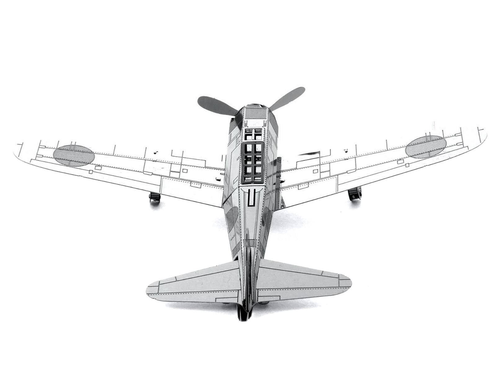 Angle. Metal Earth - Model Kit Mitsubishi Zero Fighter Aircraft Imperial Japanese Navy Air Service (Moderate Difficulty) Steel Model - Silver.