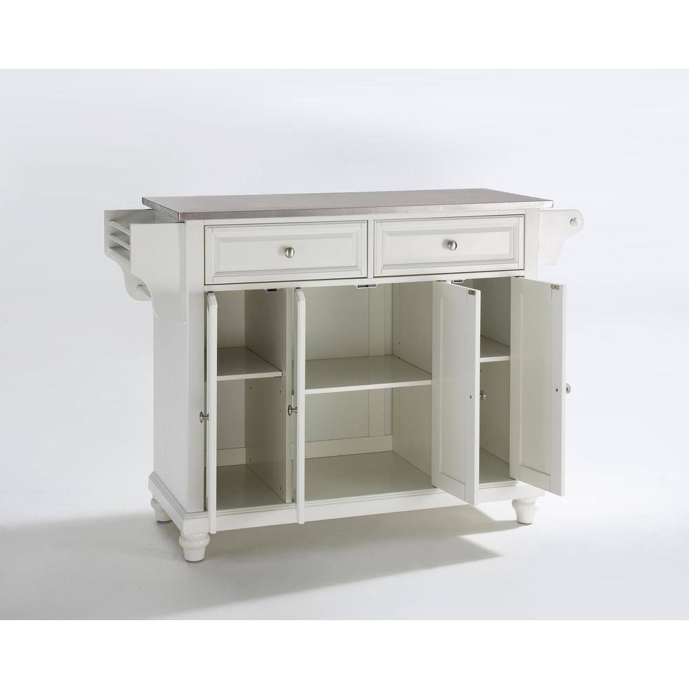 Angle. Crosley Furniture - Cambridge Stainless Steel Top Full Size Kitchen Island/Cart - White.