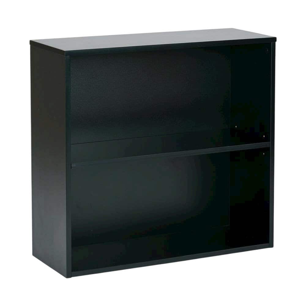 FurniFact - 2-Shelf Bookcase with Metal Frame and Laminate Shelves - Black