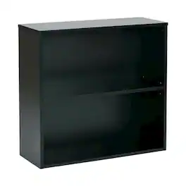 FurniFact - 2-Shelf Bookcase with Metal Frame and Laminate Shelves - Black