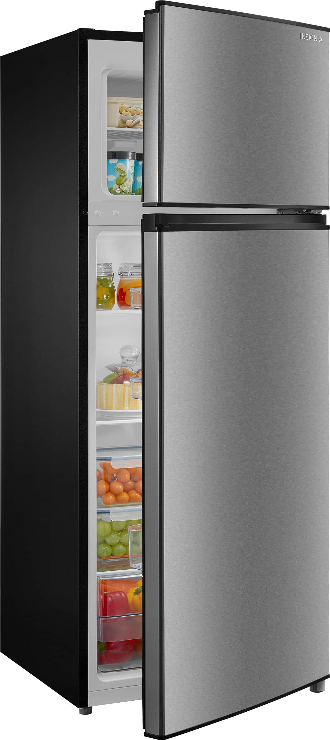 Alt View 7. Insignia™ - 7.2 Cu. Ft. Mini Fridge with Top Freezer and ENERGY STAR Certification - Stainless Steel Look.