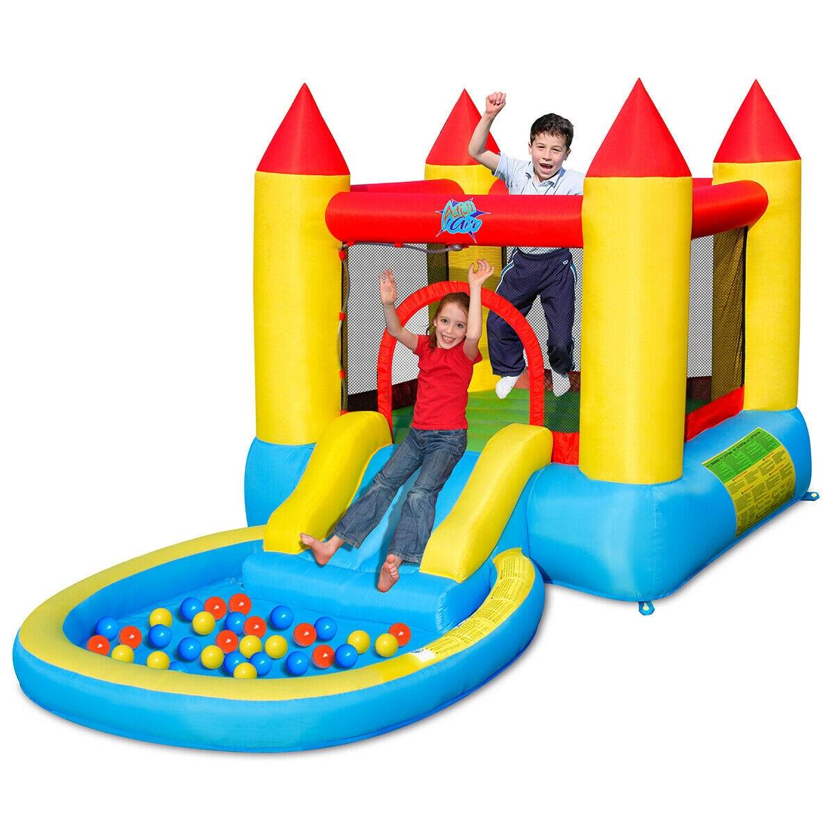Alt View 4. SlickBlue - Outdoor Inflatable Bounce House for Kids with Slide and 580W Blower - Yellow, Red, Blue.