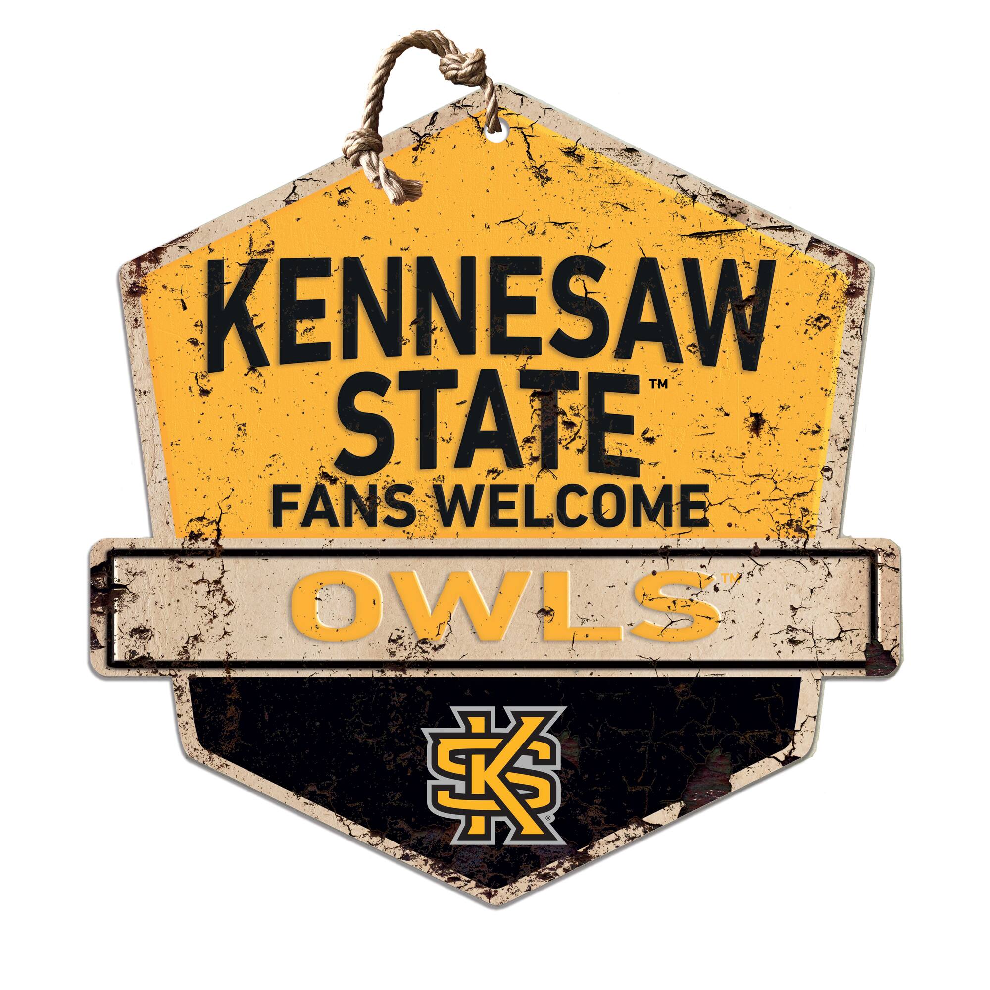 Jardine - Kennesaw State Owls 20'' x 20'' Fans Welcome Badge Sign - Yellow