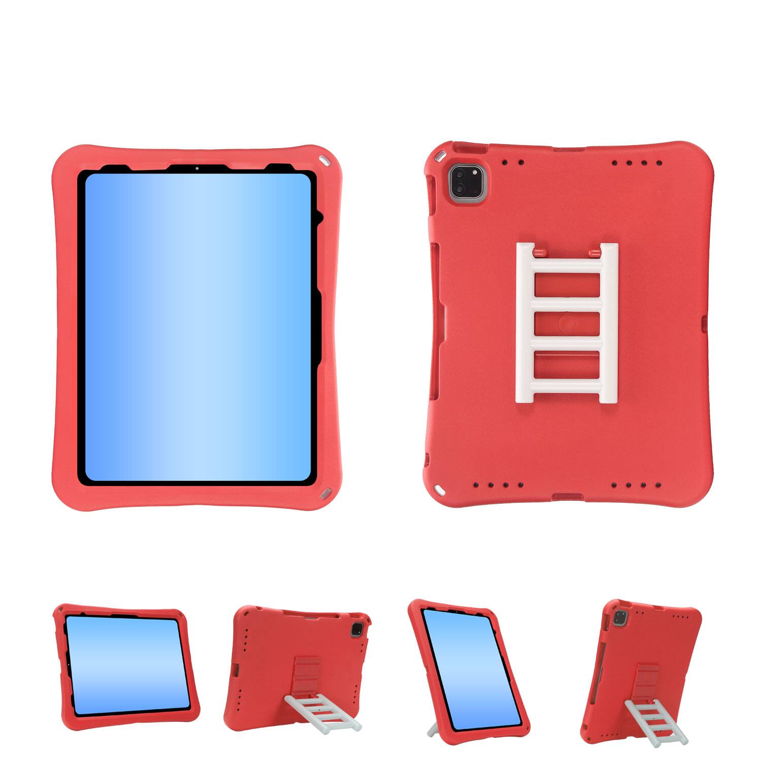 Angle. Dteck - for Apple iPad Air (M4) 13" 2026/(M3) 2025/(M2) 2024 Rugged Case,Shockproof Heavy Duty EVA Cover with Rotating Stand - Red.