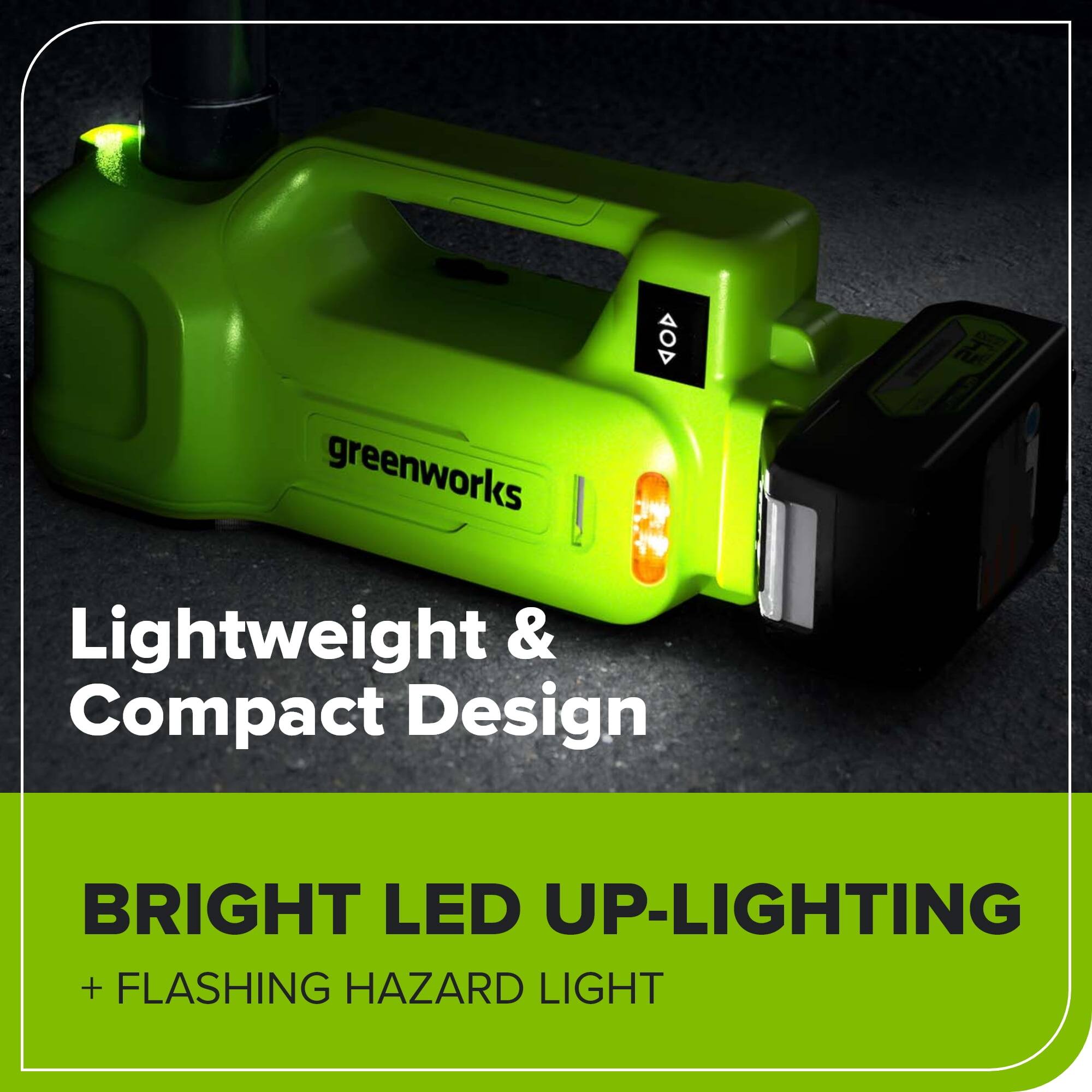 Lightweight & Compact Design

BRIGHT LED UP-LIGHTING + FLASHING HAZARD LIGHT
