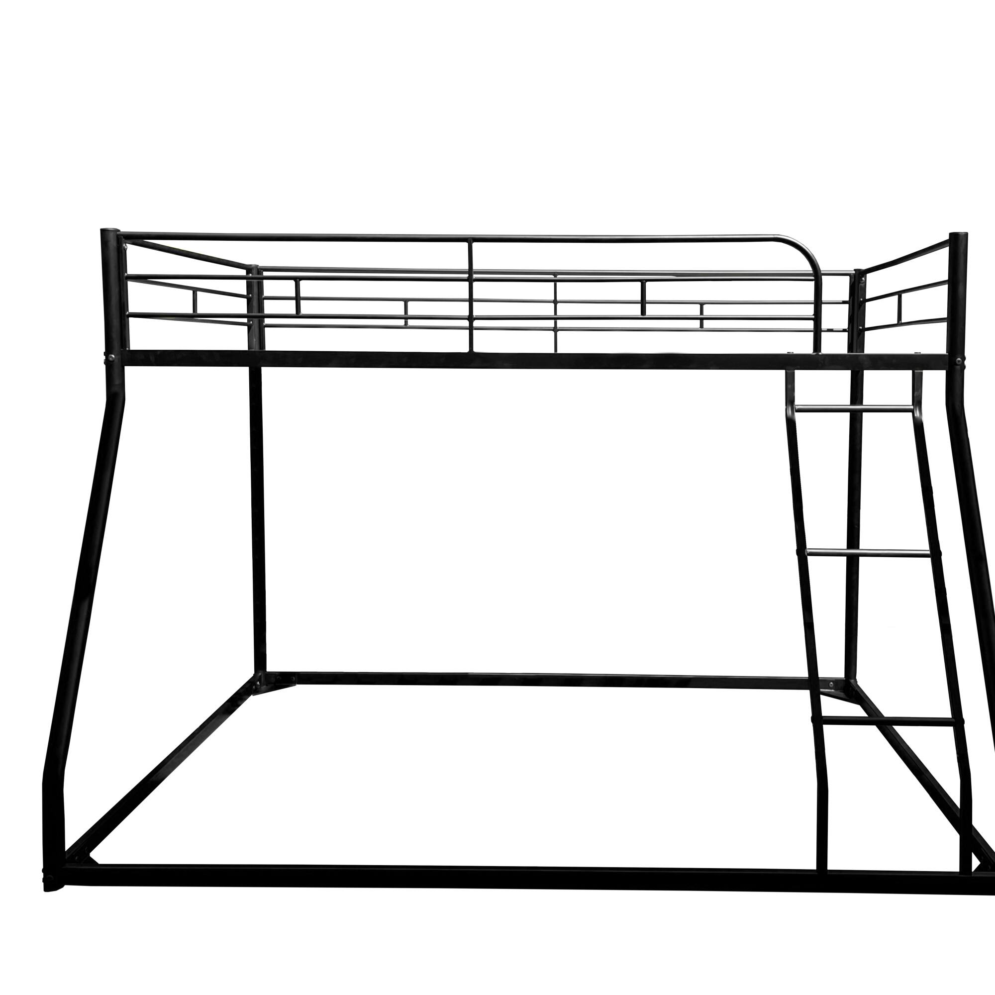 Left. GOODSILO - Sturdy Twin Over Full Metal Bunk Bed with Guardrails for Enhanced Safety and Comfort - Black.