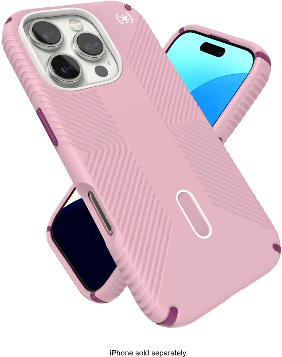 The image features a pink case and a blue case for an iPhone. The pink case is placed on top of the blue case, and the two cases are stacked on top of each other. The text on the image reads "iPhone sold separately," indicating that the iPhone itself is not included in the case and must be purchased separately.