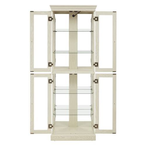 Alt View 6. LUCKY ONE - Freestanding Lighted Glass Curio Display Cabinet with Adjustable Shelves for Wine Toy Collectibles - Antique White.