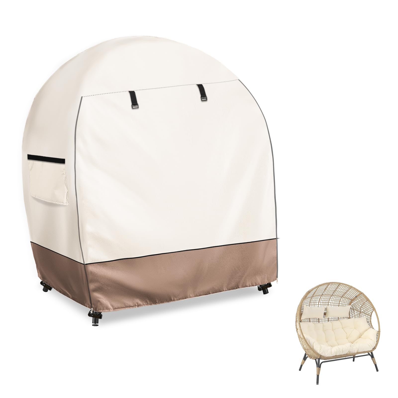 Beige & Brown 35.4" D x 57.1" W x 56.3" H