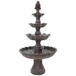 Sunnydaze - Grand Courtyard Resin Outdoor 4-Tier Water Fountain - Dark Chestnut