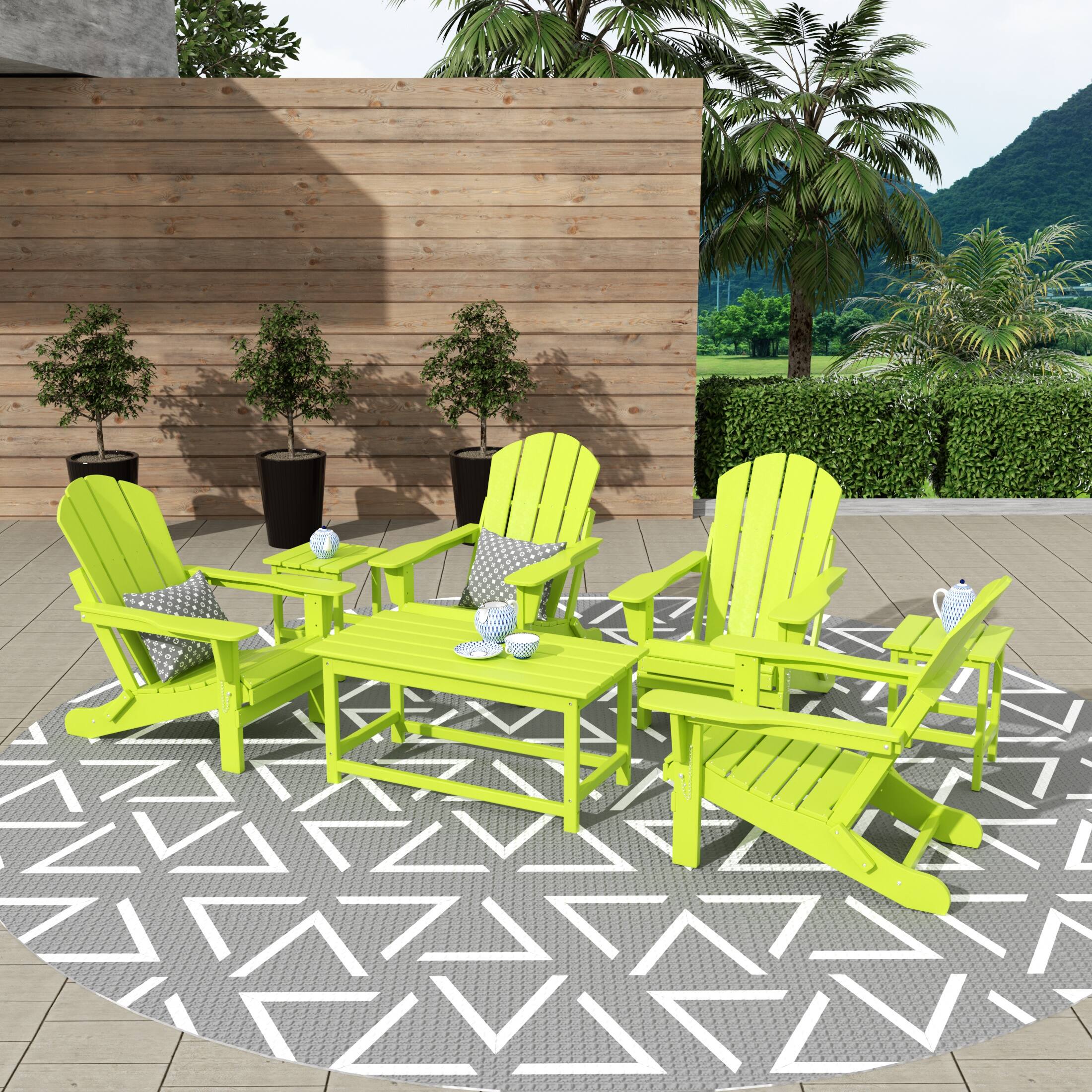 Angle. WestinTrends - WestinTrends Malibu 7-Piece set Outdoor / Patio Adirondack chairs with a Coffee and t side tables ( 4 seater ) - Lime.