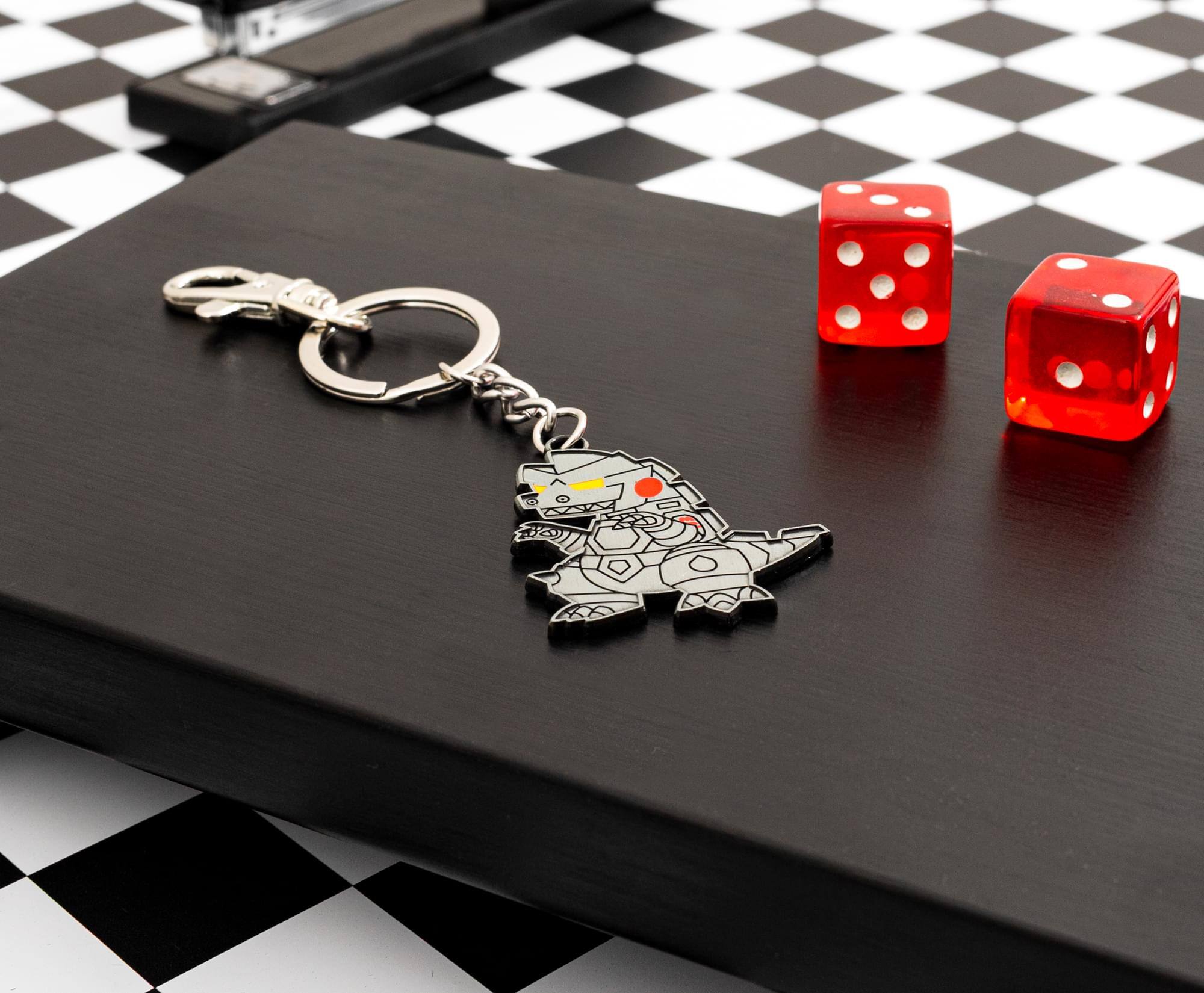 Alt View 4. SalesOne LLC - Godzilla Mechagodzilla Enamel Charm Keychain - White.