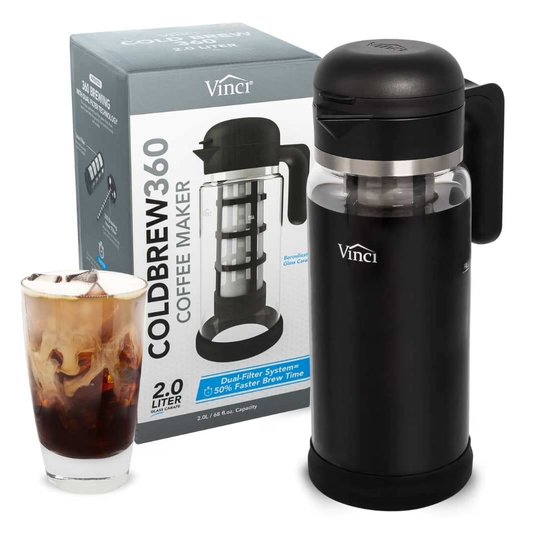 Vinci - Cold Brew 360 Coffee Maker 1.4L Glass Carafe - Black