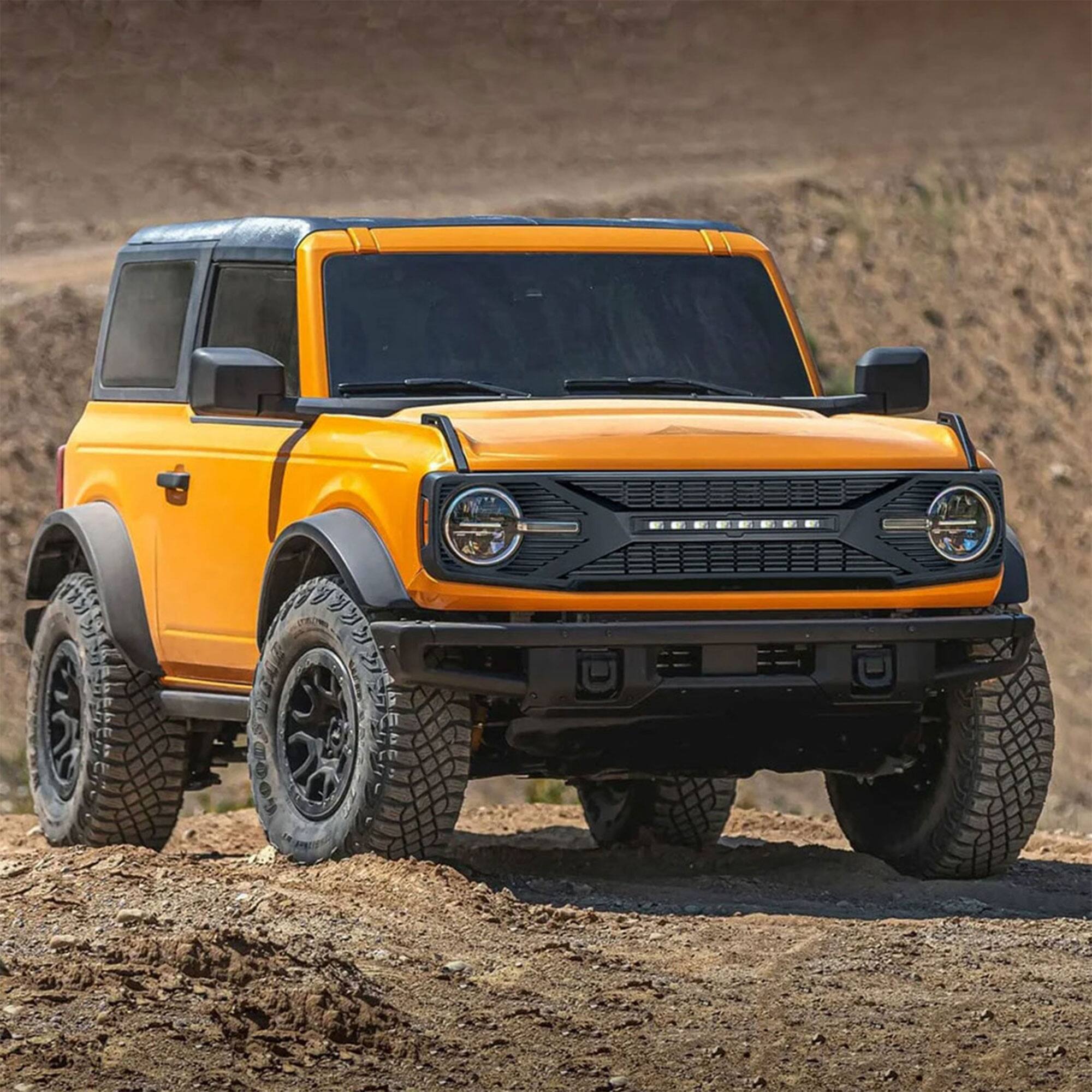 Alt View 5. AMERICAN MODIFIED - AMERICAN MODIFIED Front Grille w/ Lights for 21-24 Ford Bronco w/o Front Camera - 21-23 Bronco w/ Off-road Lights.