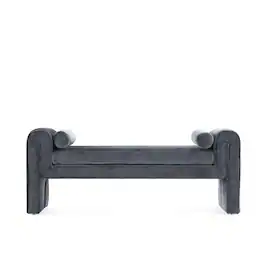 Manhattan Comfort - Concord Modern Glam Chenille Accent Bench - Black