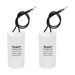 Unique Bargains - 2pcs 30uF CBB60 Running Capacitor, AC 450V 2 Wire for Air Compressor, Washing Machine, Refrigerator, Air Conditioner - White