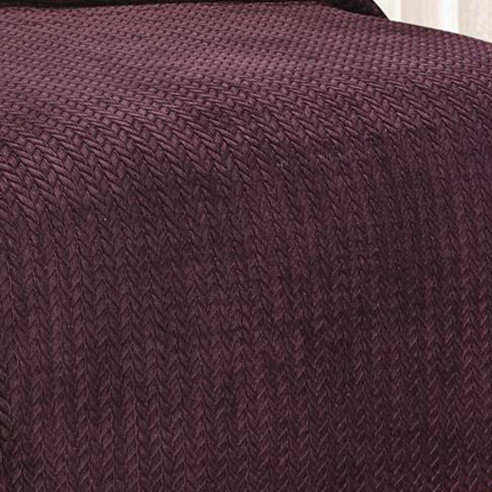 Alt View 2. Noble House - Chevron Reversible and Comfortable Braided Oversized Plush All Season Blanket, Queen, Plum - Plum.