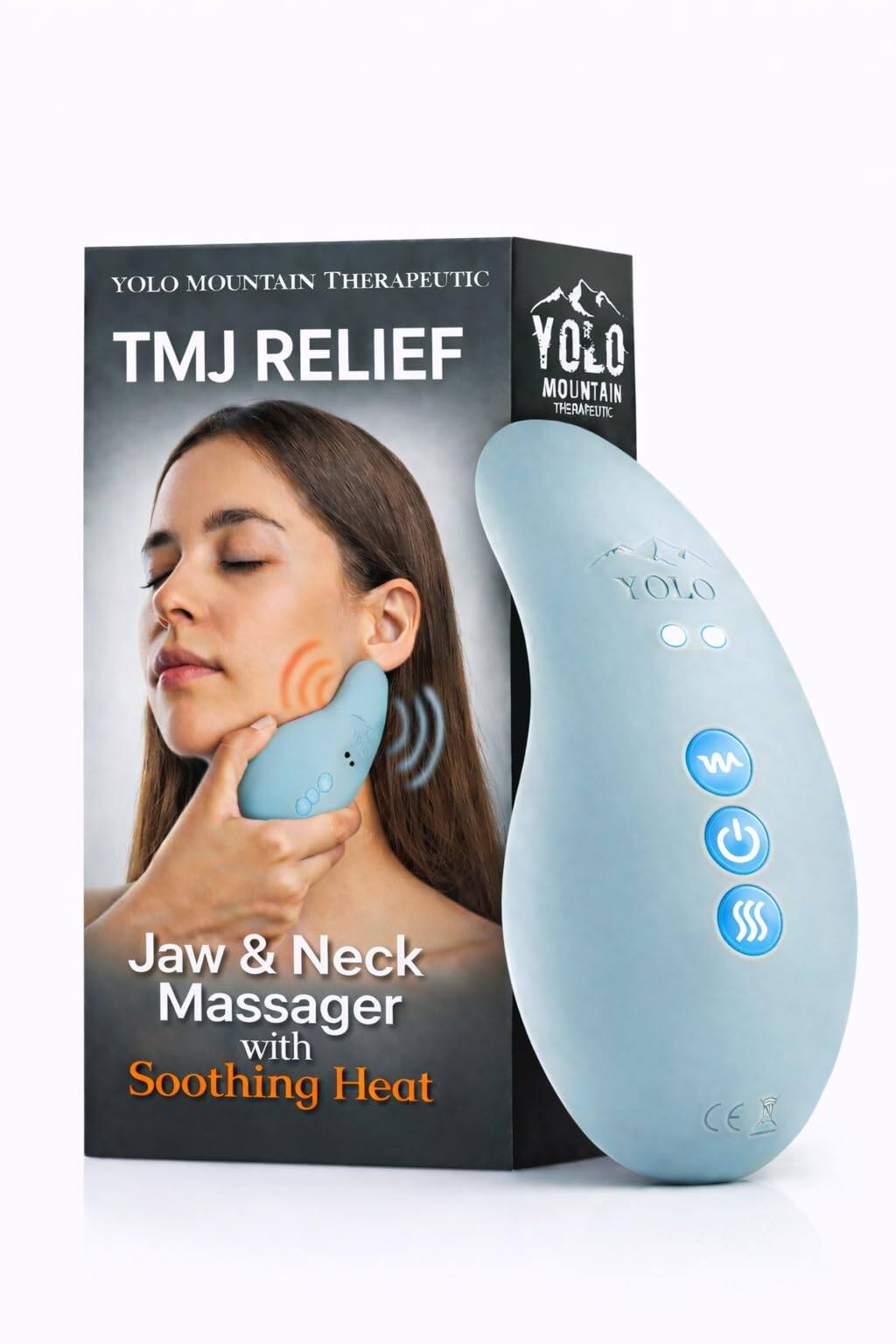 YOLO MOUNTAIN THERAPEUTIC TMJ RELIEF  
YOLO MOUNTAIN THERAPEUTIC  
YOLO MOUNTAIN THERAPEUTIC Jaw & Neck Massager with Soothing Heat  
CE