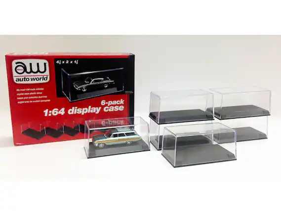4x2x1
auto world
fits most 1:64 scale vehicles
crystal-clear plastic dome
keeps your collection dust-free
angled area for custom nameplate
6-pack
1:64 display case
