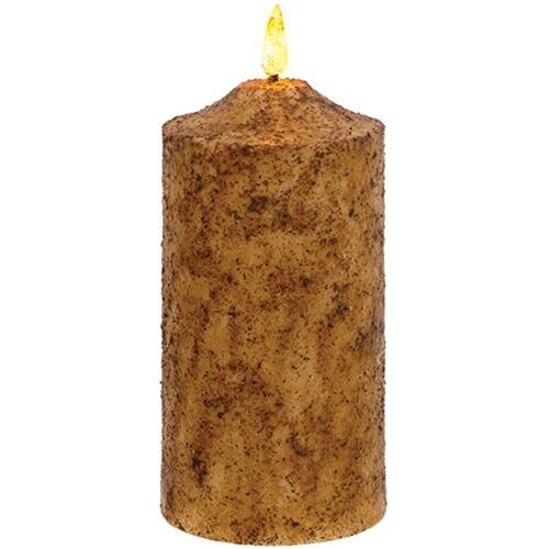 Front. BreeBe - Burnt Ivory Flicker Flame Timer Cake Pillar - 6" - Ivory.