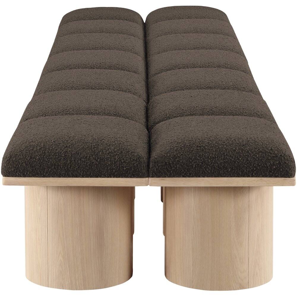 Alt View 2. Meridian Furniture - Pavilion Brown Boucle Fabric Bench - Brown.