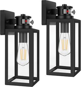 VEGA AUTOMOTIVE - 2 pack Motion Sensor Outdoor Lights Upgrade Dusk To Dawn Wall Mount Light Fixtures For Outside House Porch - Black 13.25 inch