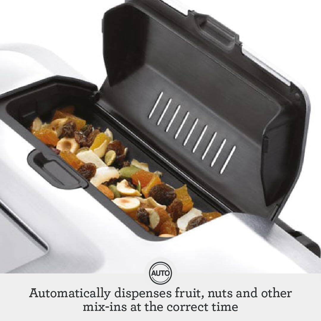 AUTO Automatically dispenses fruit, nuts and other mix-ins at the correct time