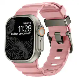 Dteck - Sport Band for Apple Watch Ultra 49mm/Series 11 10 9 8 7 6 5 4 SE 44/45/46mm, Durable Silicone Strap with Metal Hardware - Pink-Titanium Buckle