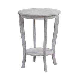 FurniFact - Round End Table with Distressed Finish and Sturdy Construction - Light Gray