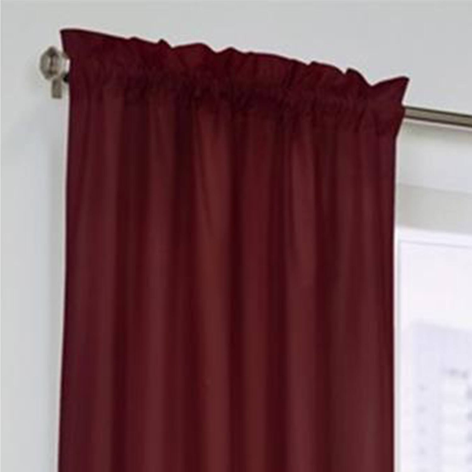 Angle. Commonwealth Home Fashions - Thermalogic Prescott Supple Fabric Pole Top Panel With 3" Rod Pocket - 2-Piece - 80x63" Burgundy - Burgundy.