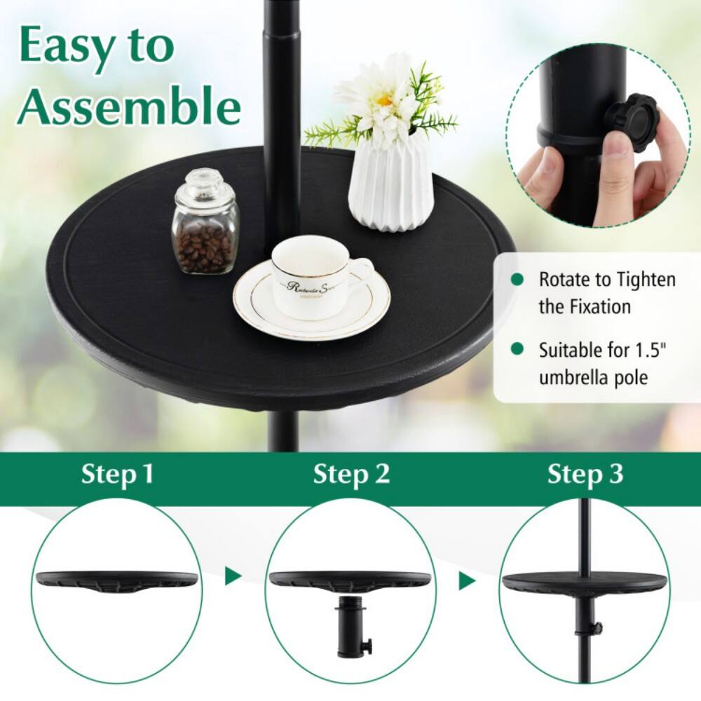 Easy to Assemble

- Rotate to Tighten the Fixation
- Suitable for 1.5" umbrella pole

Step 1
Step 2
Step 3