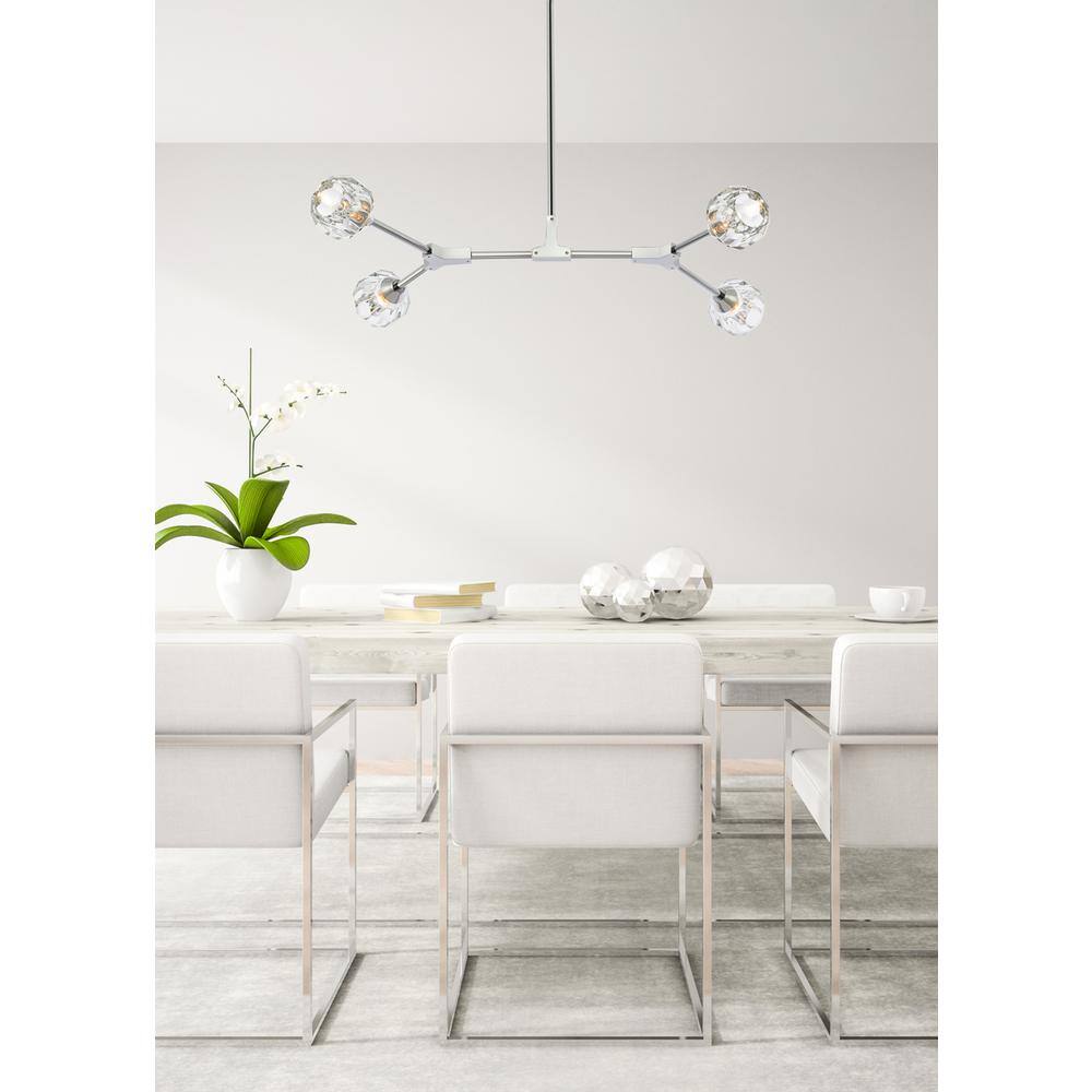 Left. Elegant Lighting - Zayne 4 Light Pendant in Chrome - Chrome And Clear.