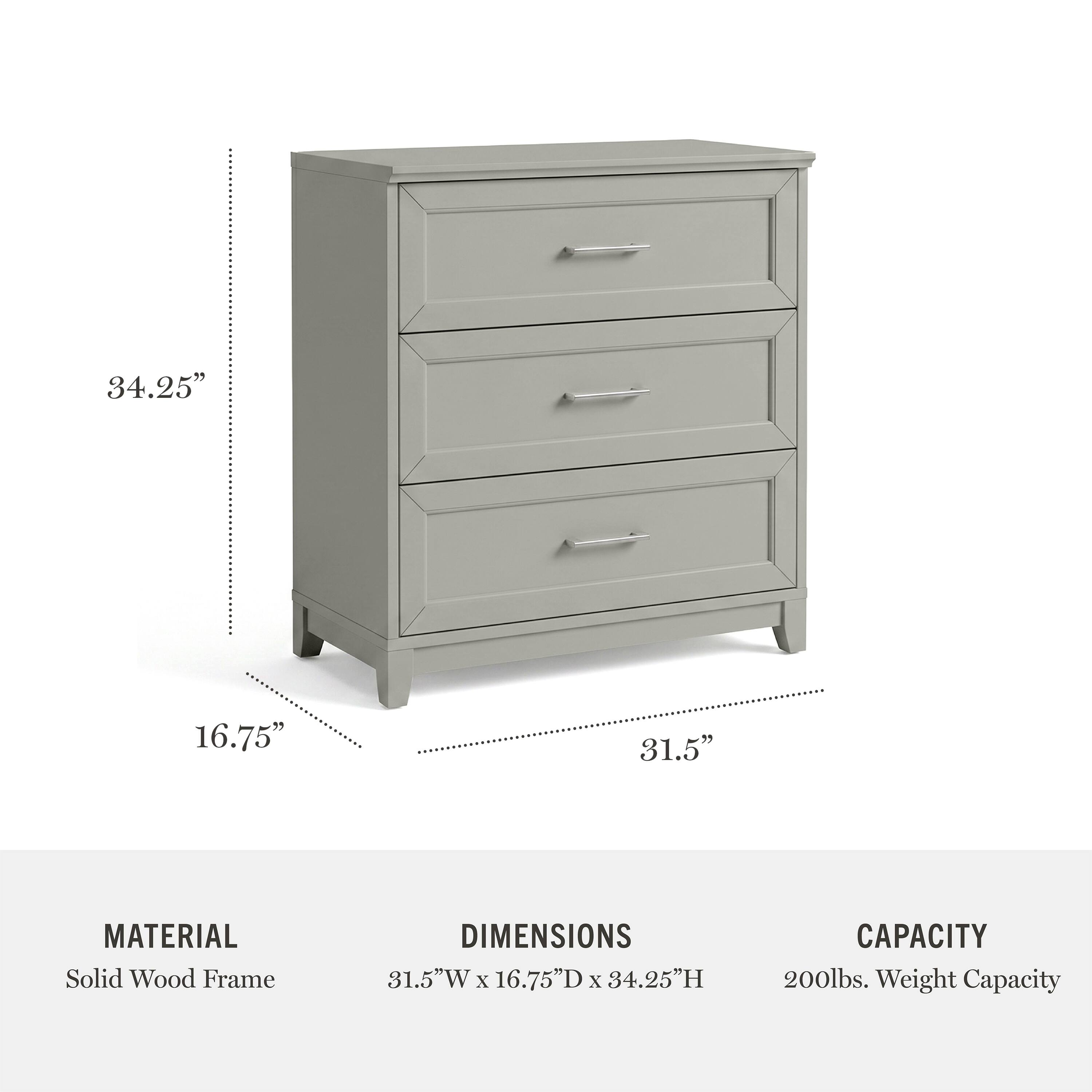 34.25" 16.75" 31.5"  
MATERIAL: Solid Wood Frame  
DIMENSIONS: 31.5"W x 16.75"D x 34.25"H  
CAPACITY: 200lbs. Weight Capacity