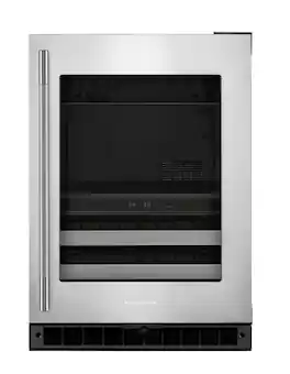 KitchenAid - 24" Beverage Center with Glass Door and Metal-Front Racks - Black Cabinet/Stainless Steel Doors