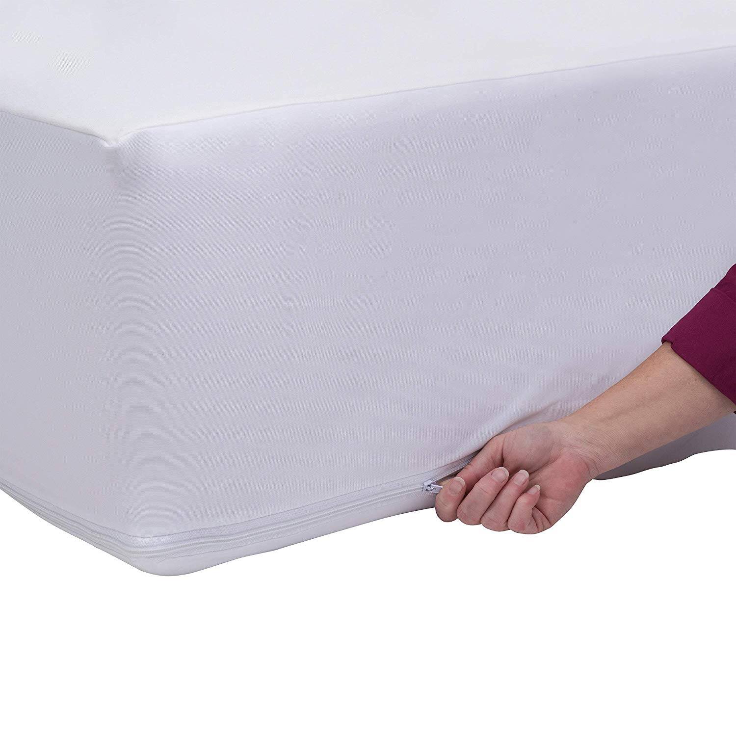 Left. J&V TEXTILES - J&V TEXTILES Waterproof Bed Bug Proof Mattress Encasement Protector - White.