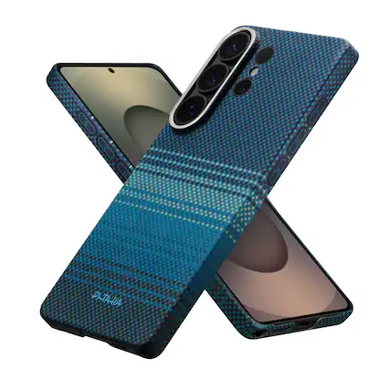 Front. Pitaka - S26 Ultra MagSafe Case, Ultra-Slim Samsung Galaxy S26 Ultra Case with Aaron Button, Aramid Fiber Woven - Edge Case - Moonrise.