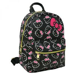 Hello Kitty - Teen Bows All Over Print Polyester Mini Backpack, Black - Multicolored
