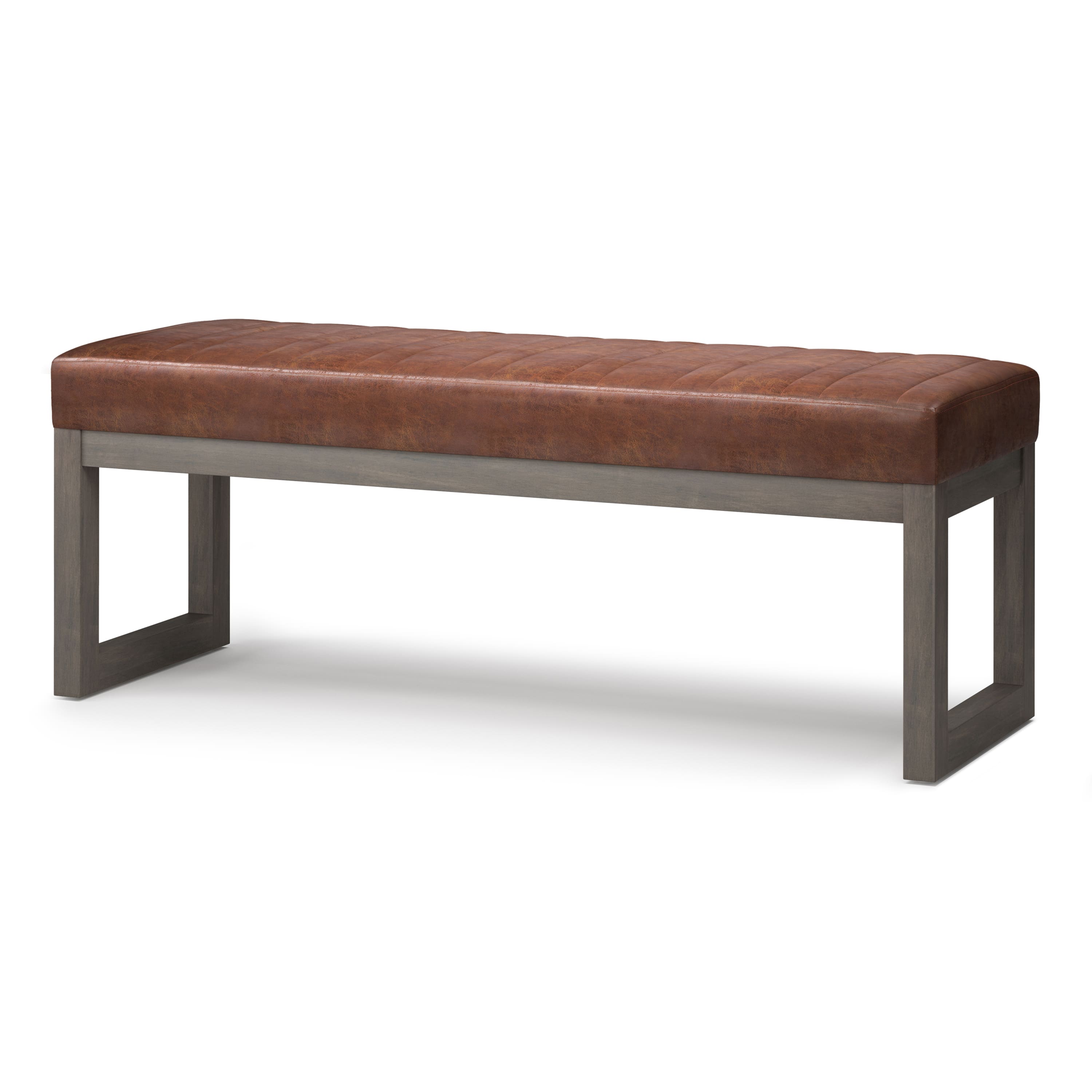 Angle Zoom. Simpli Home - Casey Ottoman Bench - Distressed Saddle Brown.