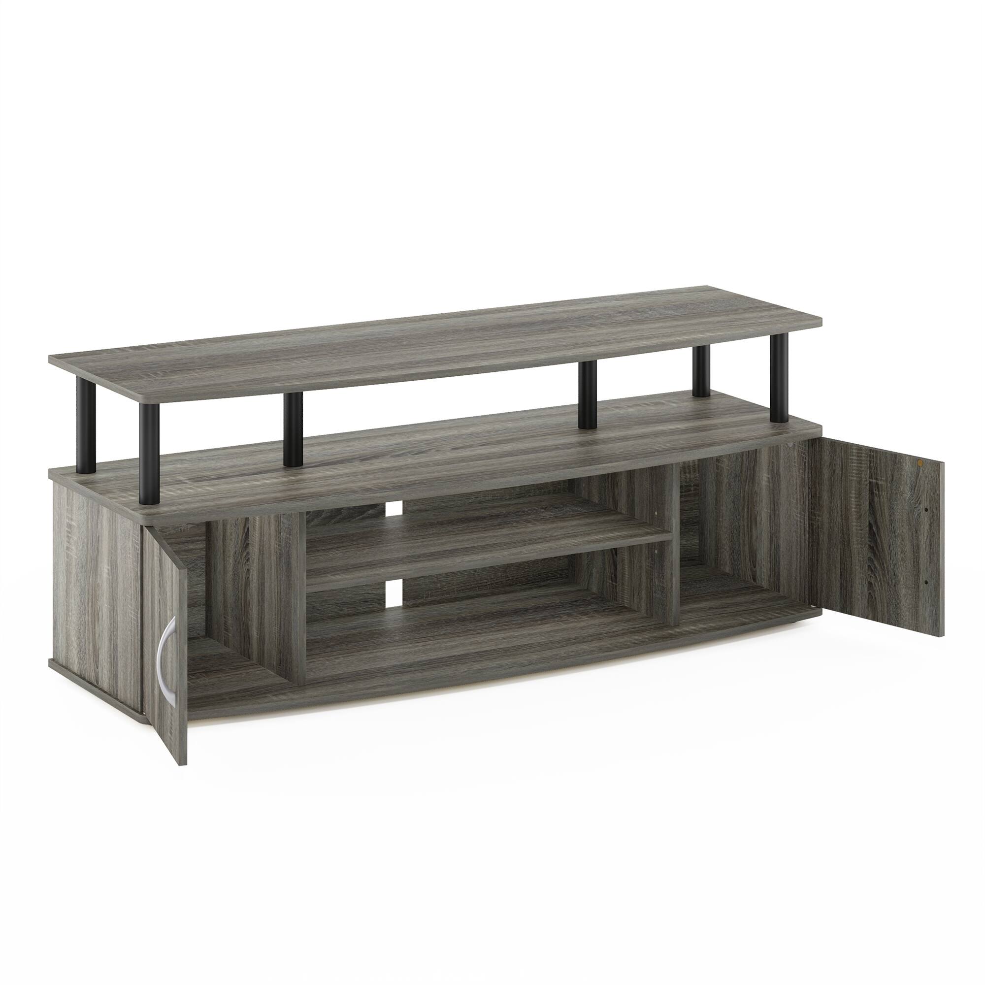 Alt View 3. Furinno - JAYA Large Entertainment Center Hold up to 55-IN TV - French Oak/Black.