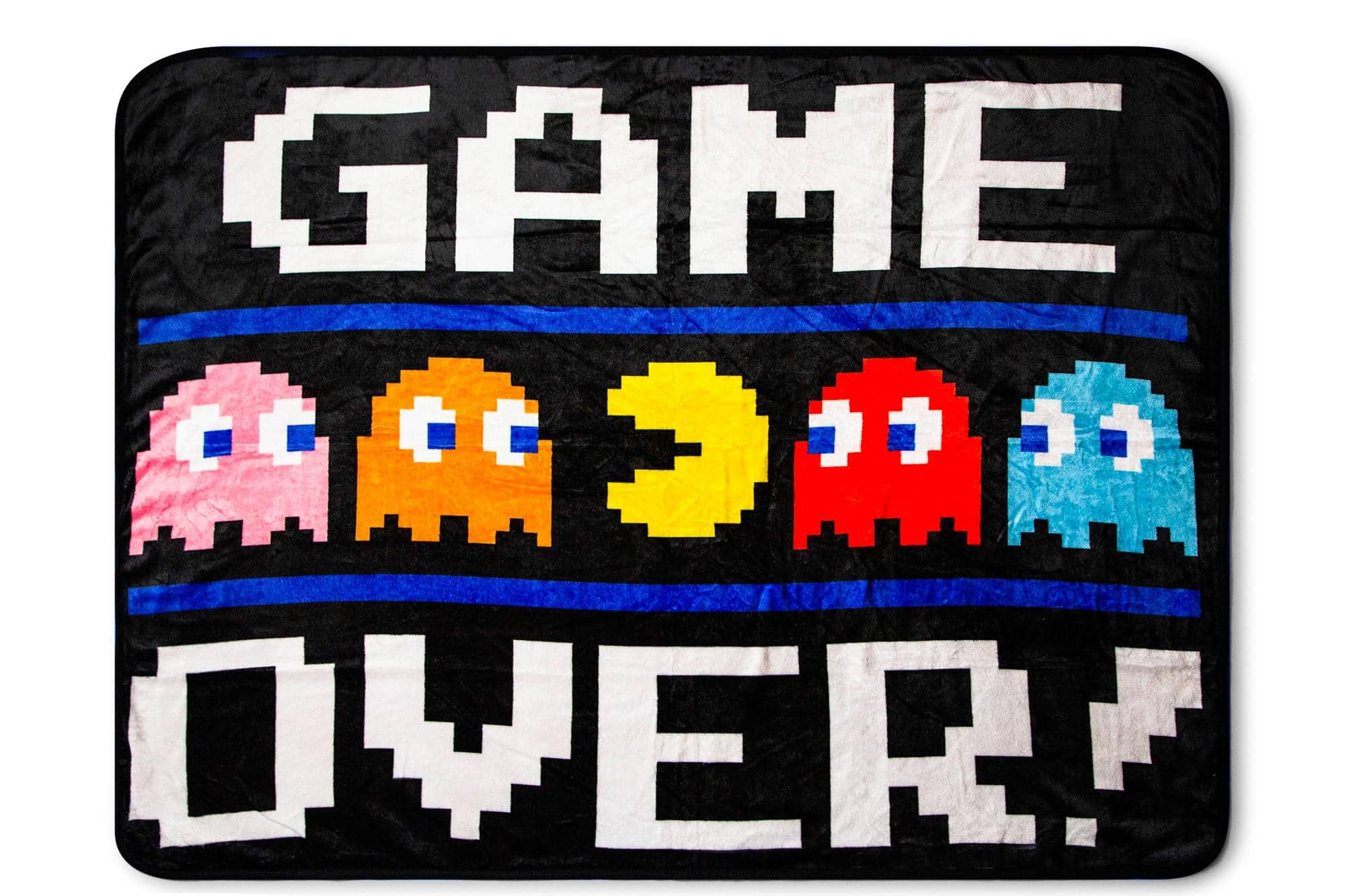 Just Funky - PAC-MAN "Game Over" Fleece Throw Blanket | 45 x 60 Inch Cozy Blanket - Black