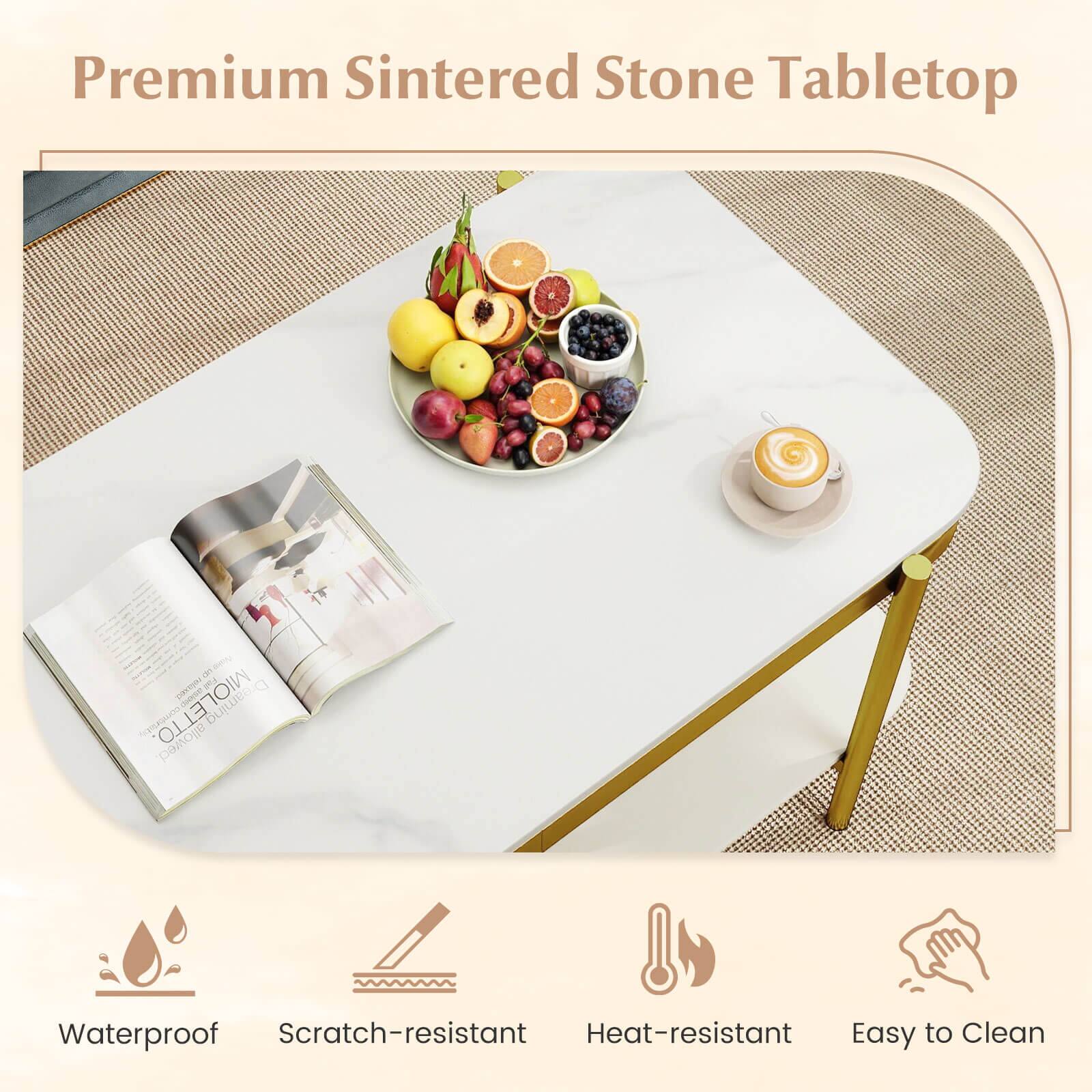 Premium Sintered Stone Tabletop

- Waterproof
- Scratch-resistant
- Heat-resistant
- Easy to Clean