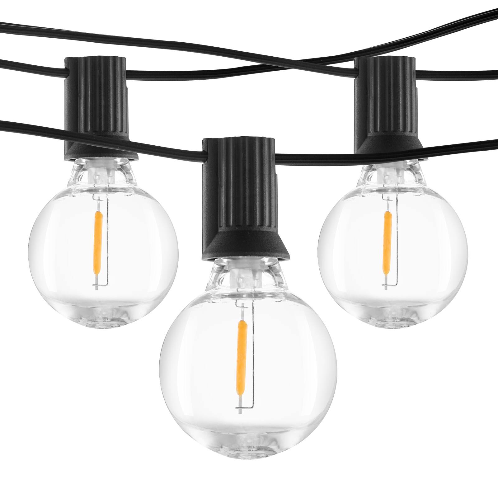 Alt View 5. VEVOR - LED Outdoor String Lights, 100FT, 2700K Dimmable Outside Patio Lights with 50 G40 Shatterproof Bulbs E12 Socket Base - Black.