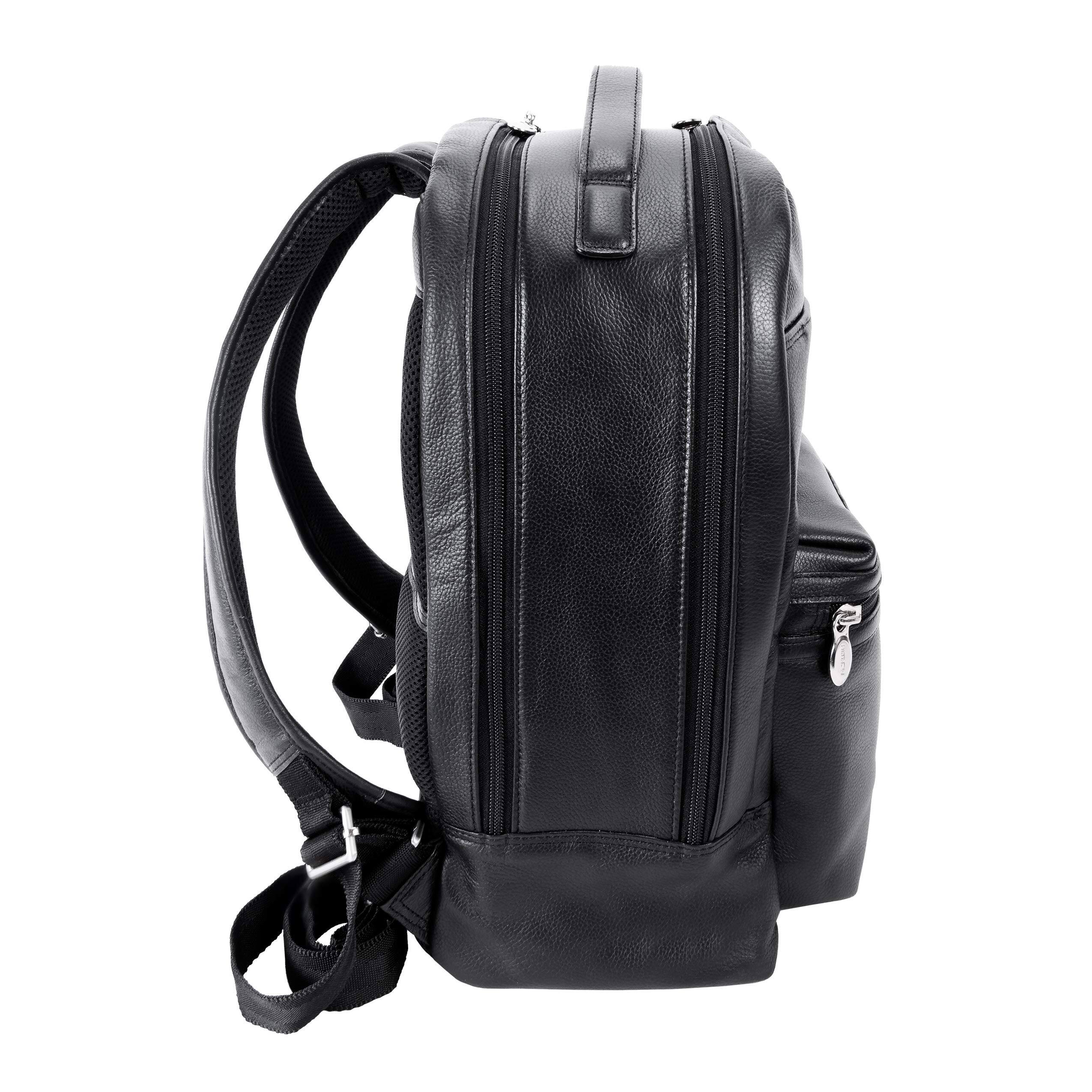 McKleinUSA - 15" Laptop Backpack Parker Pebble-Grain Calfskin Leather  Dual-Compartment Built-In Laptop Protection Tablet Pocket - Black