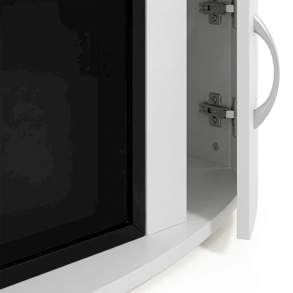 Alt View 3. FurniFact - White Fireplace TV Stand for Up to 55 Inch TVs with Open Shelf Storage - Plain White/Black.