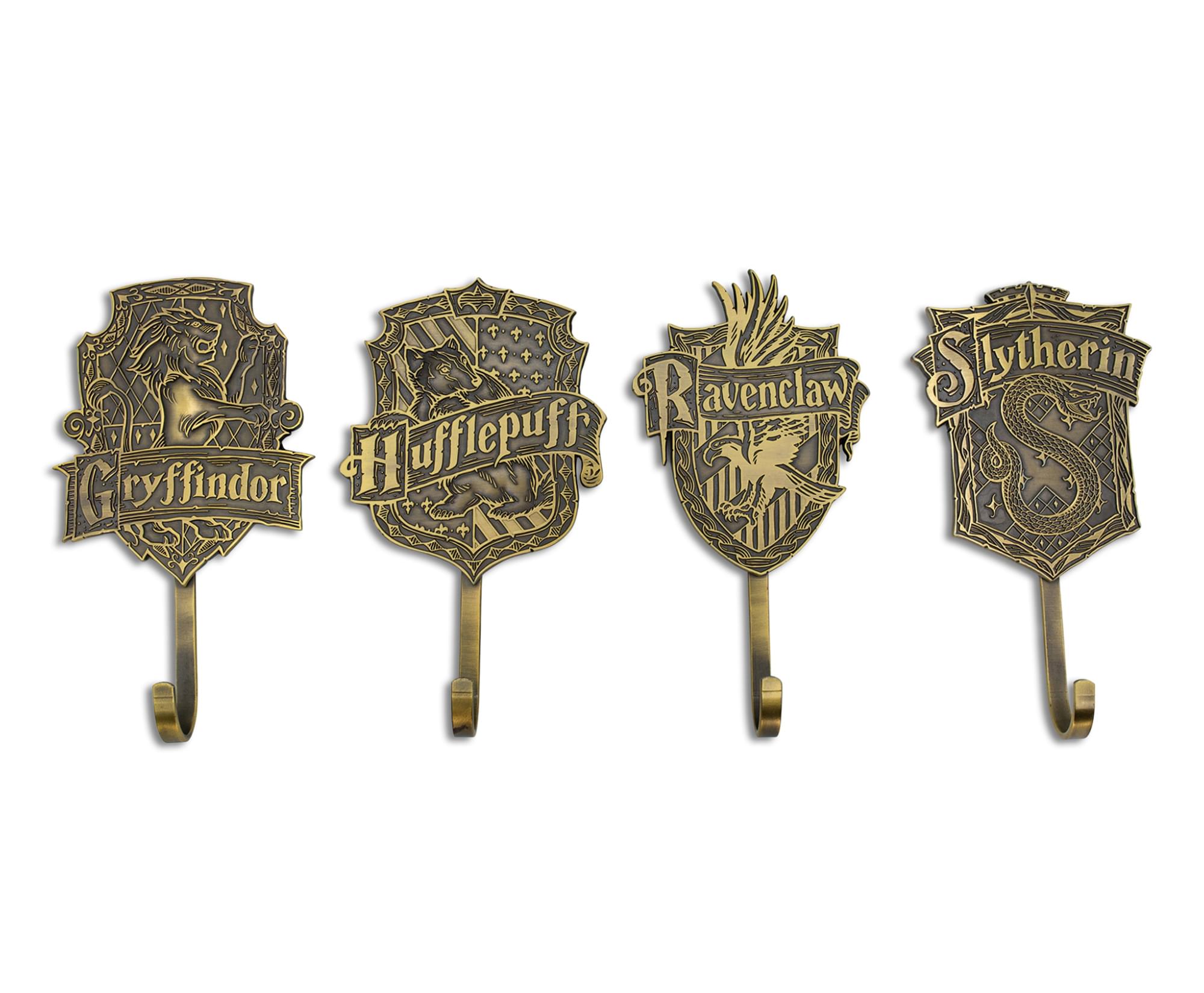 Ukonic - Harry Potter Hogwarts Houses Wall Hooks Storage Rack | Set of 4 - Gold