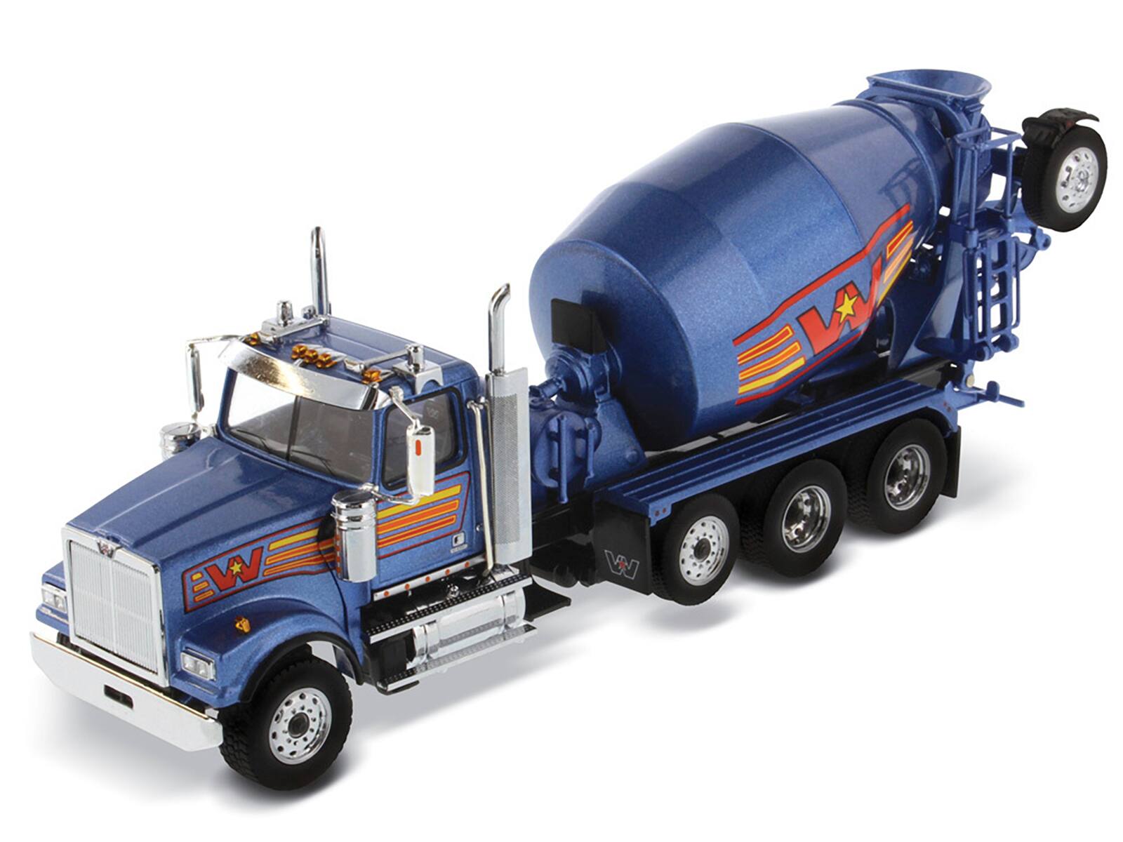 Alt View 5. Diecast Masters - Western Star 4900 with Bridgemaster McNeilus Mixer Blue Metallic "Transport Series" 1/50 Model by Diecast Masters.