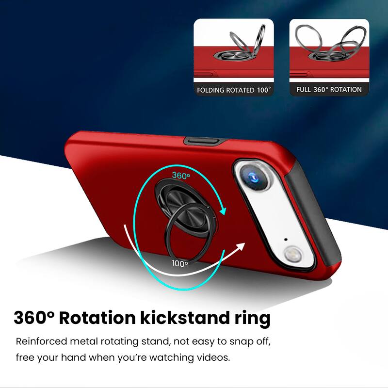 360° Rotation kickstand ring

Reinforced metal rotating stand, not easy to snap off, free your hand when you're watching videos.

FOLDING ROTATED 100°

FULL 360° ROTATION