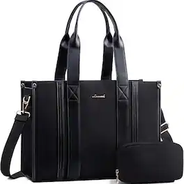 Vulpecula Spade - Laptop Tote Bag for Women Work Travel, Stylish Teacher Bag Purse Computer Bag - Black