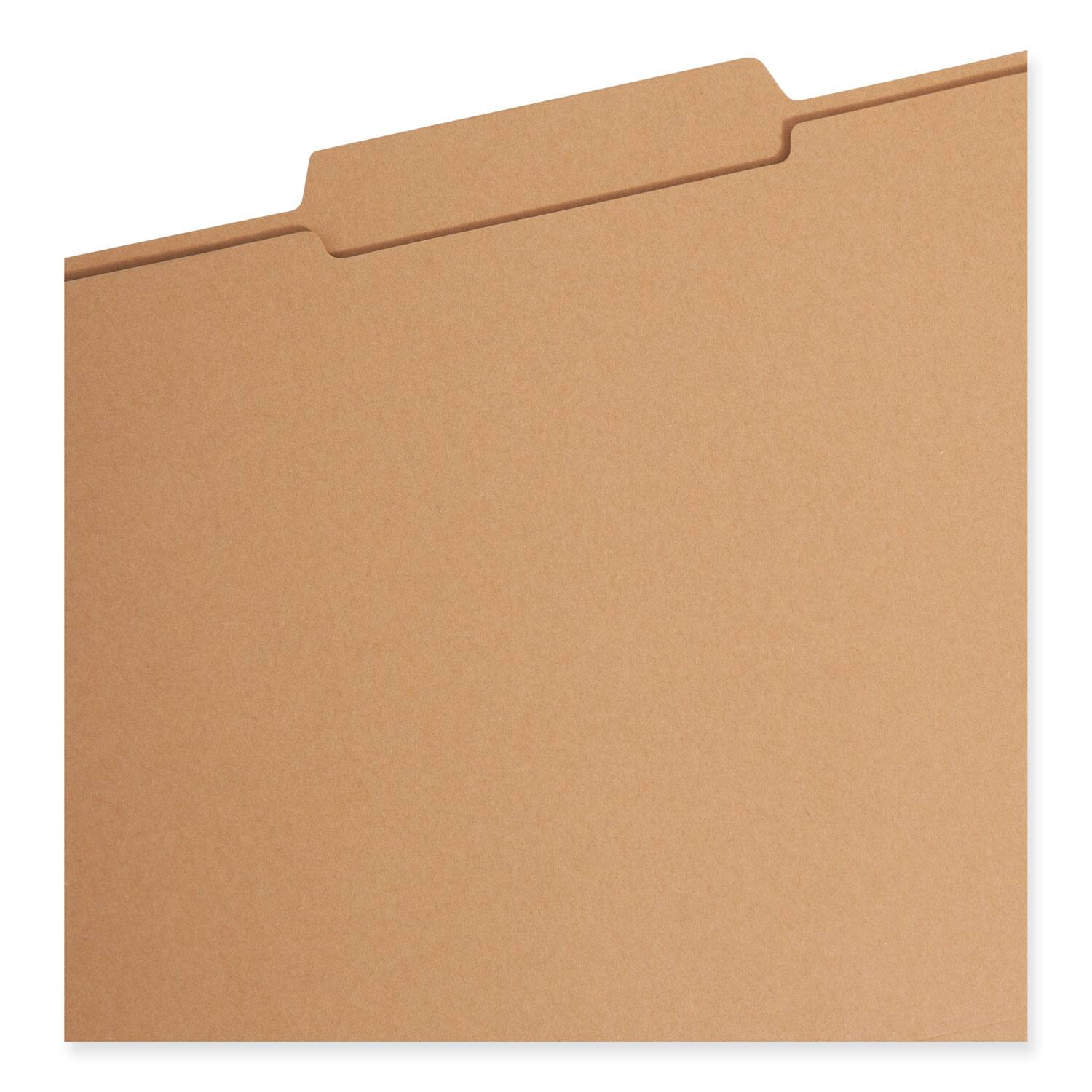 Left. Smead Manufacturing - Top Tab Fastener Folders, Guide-Height 2/5-Cut Tabs, 0.75" Expansion, 2 Fasteners, Legal Size, 11-pt Kraft, 50/Box.