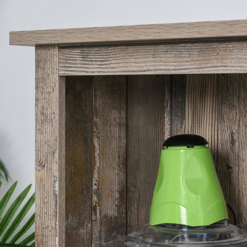 Angle. Kadyn - Freestanding Rustic Kitchen Buffet with Hutch, Pantry Storage Cabinet with Sliding Barn Door, Adjustable Shelf, Wood - Brown.